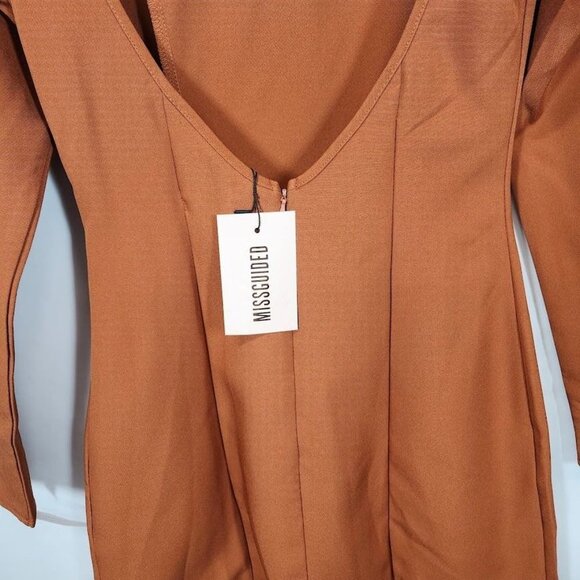 Missguided High Neck Cut Out Back Dress in Rust - Size US 0 - Picture 4 of 7